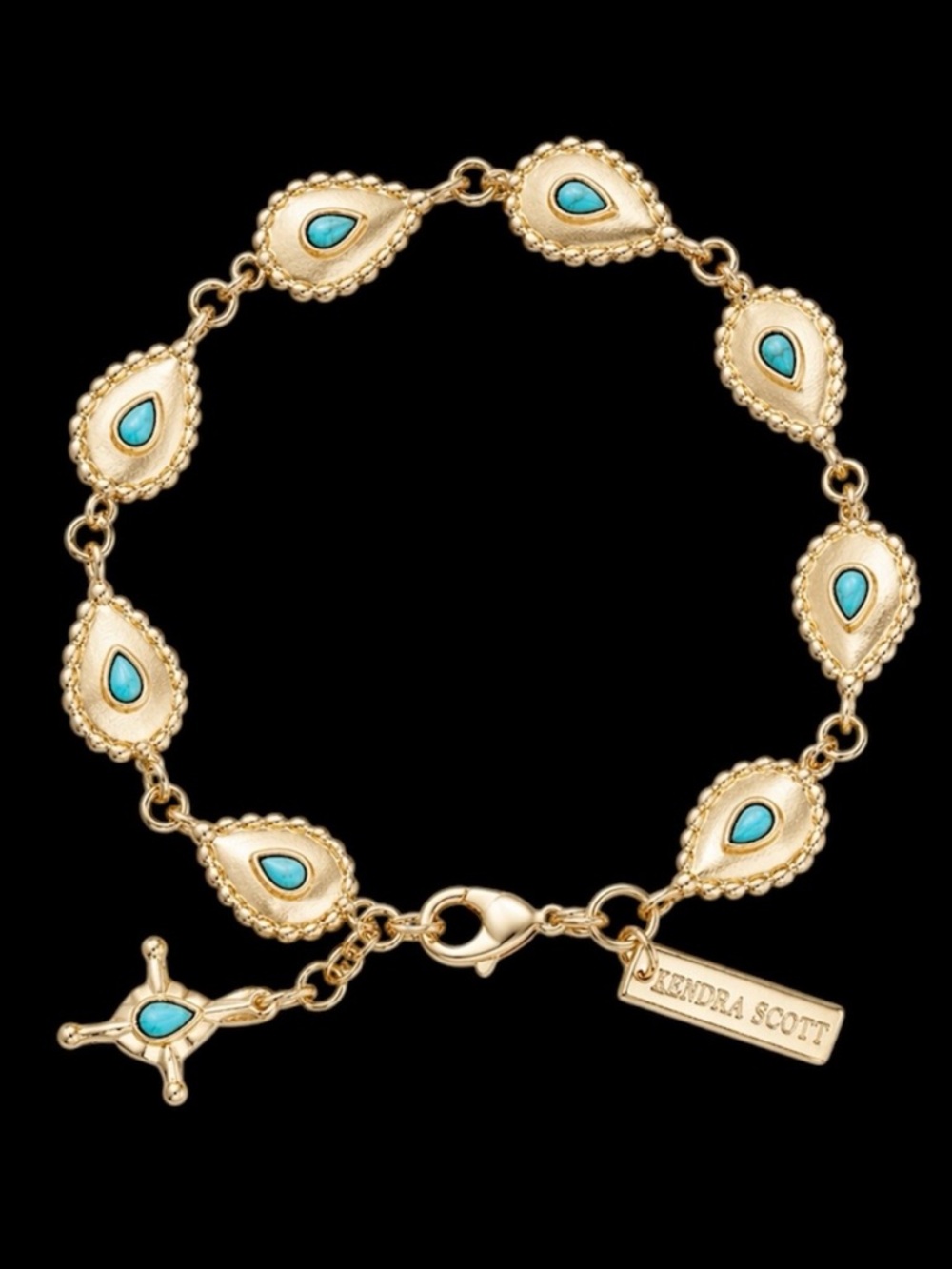 Kendra Scott Vintage Bria Gold Bracelet in Turquoise, Rare